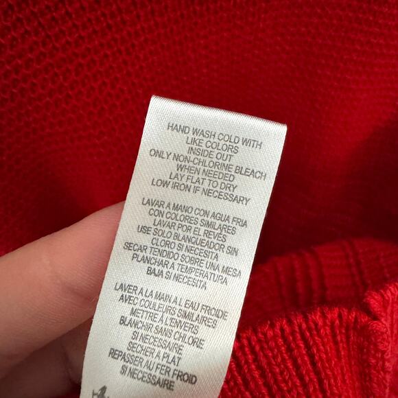 Calvin Klein Turtleneck Red Button Detail Cowl Sweater US Women's L - Picture 7 of 9